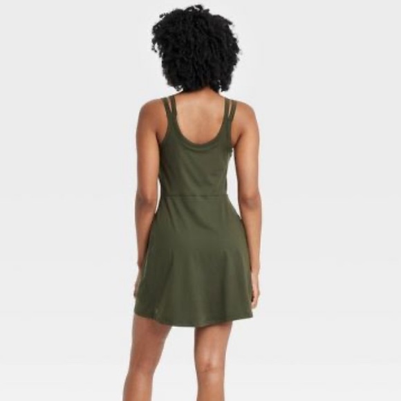 Lined knit dress- Olive color - Picture 2 of 8
